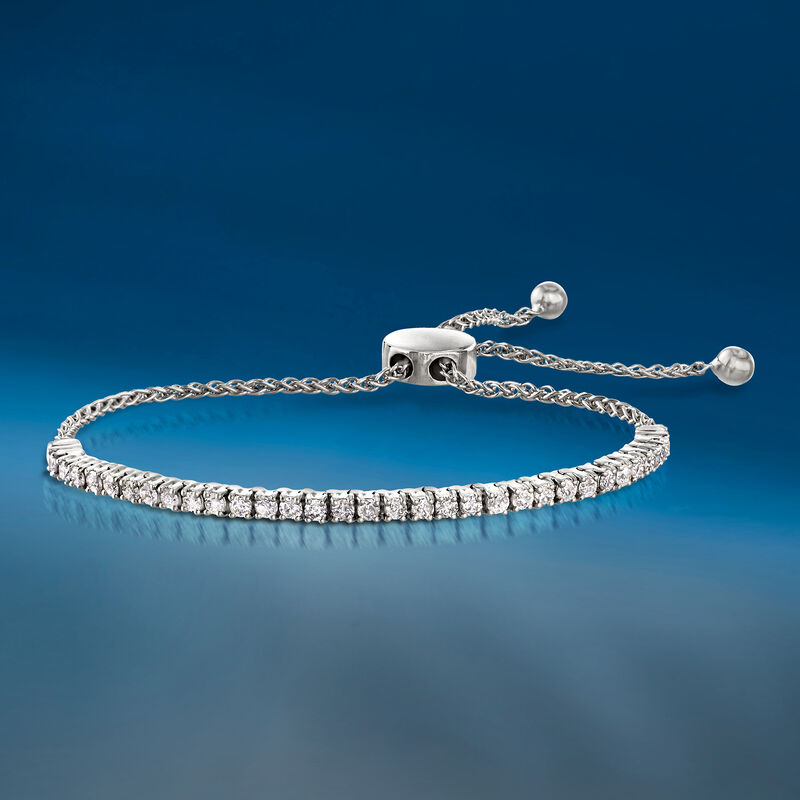 1.00 ct. t.w. Diamond Bolo Bracelet in 14kt White Gold image number 4