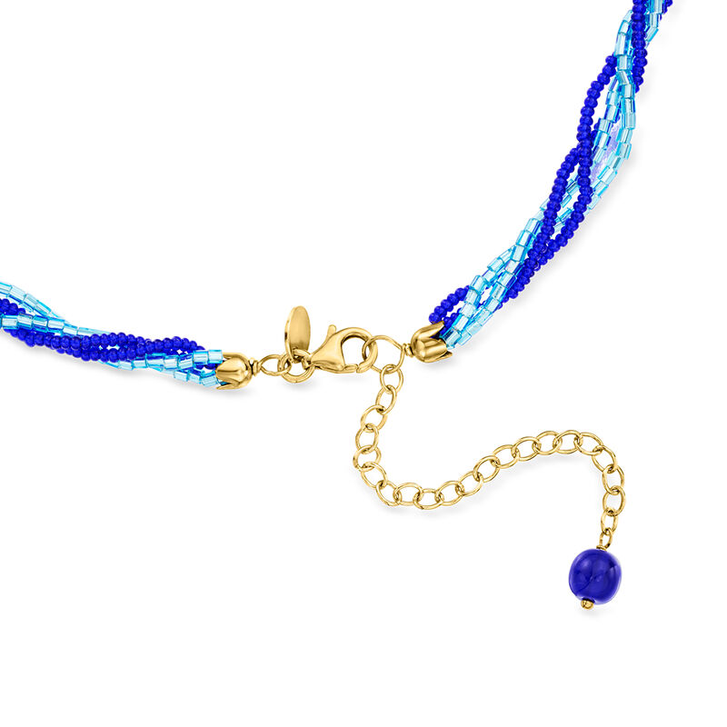 Italian Blue Murano Glass Multi-Strand Pendant Necklace with 18kt Gold Over Sterling. 18&quot; image number 2