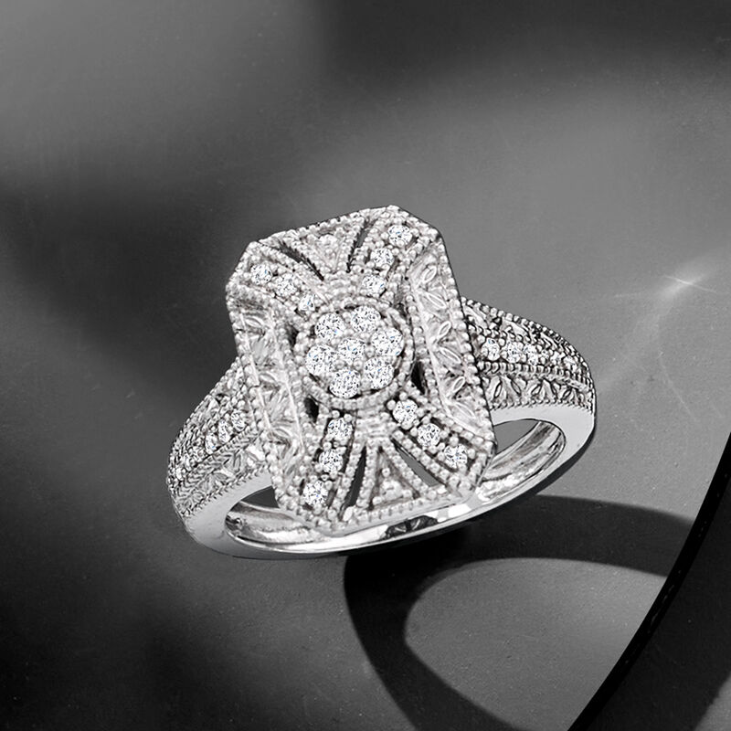 .25 ct. t.w. Diamond Scrollwork Ring in Sterling Silver image number 5