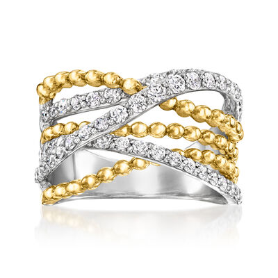 1.00 ct. t.w. Lab-Grown Diamond Highway Ring in Sterling Silver and 18kt Gold Over Sterling