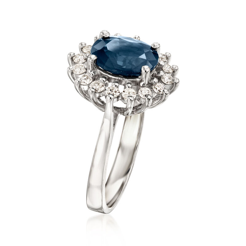 C. 1990 Vintage 2.50 Carat Sapphire Ring with .40 ct. t.w. Diamonds in 14kt White Gold. Size 7 image number 2