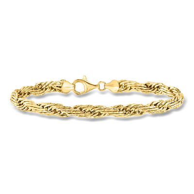 18kt Gold Over Sterling Flat Rope-Chain Bracelet