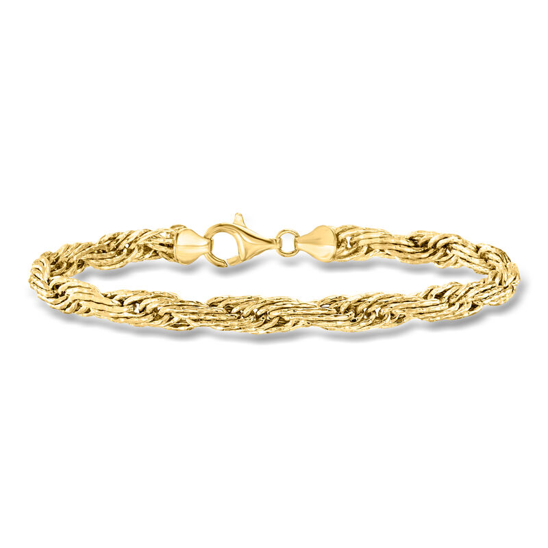 18kt Gold Over Sterling Flat Rope-Chain Bracelet image number 0