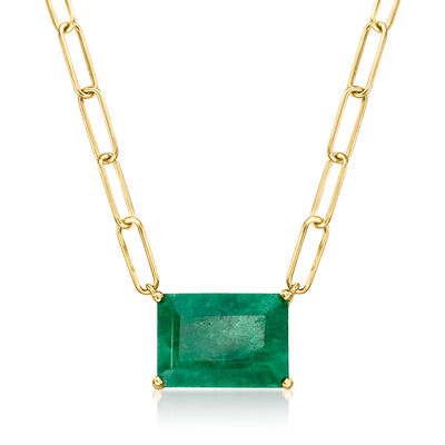 7.75 Carat Emerald Paper Clip Link Necklace in 18kt Gold Over Sterling