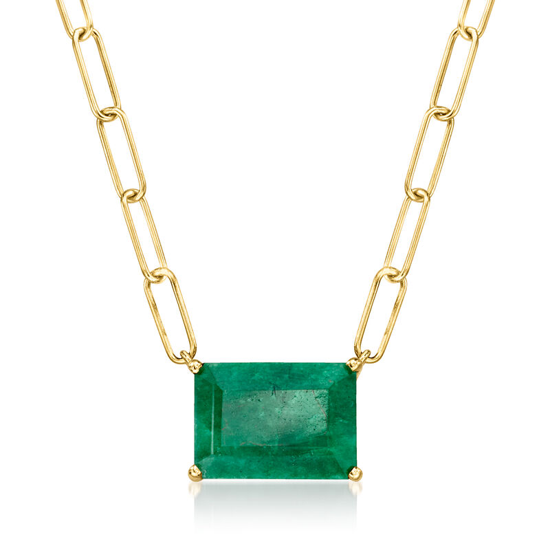 7.75 Carat Emerald Paper Clip Link Necklace in 18kt Gold Over Sterling. 18&quot; image number 1