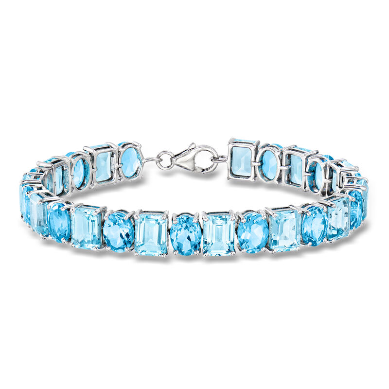 45.00 ct. t.w. Swiss and Sky Blue Topaz Bracelet in Sterling Silver. 7" image number 0