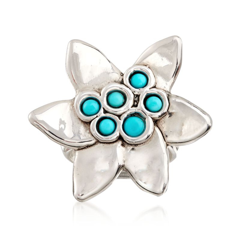 Sterling Silver and Turquoise Flower Ring image number 0