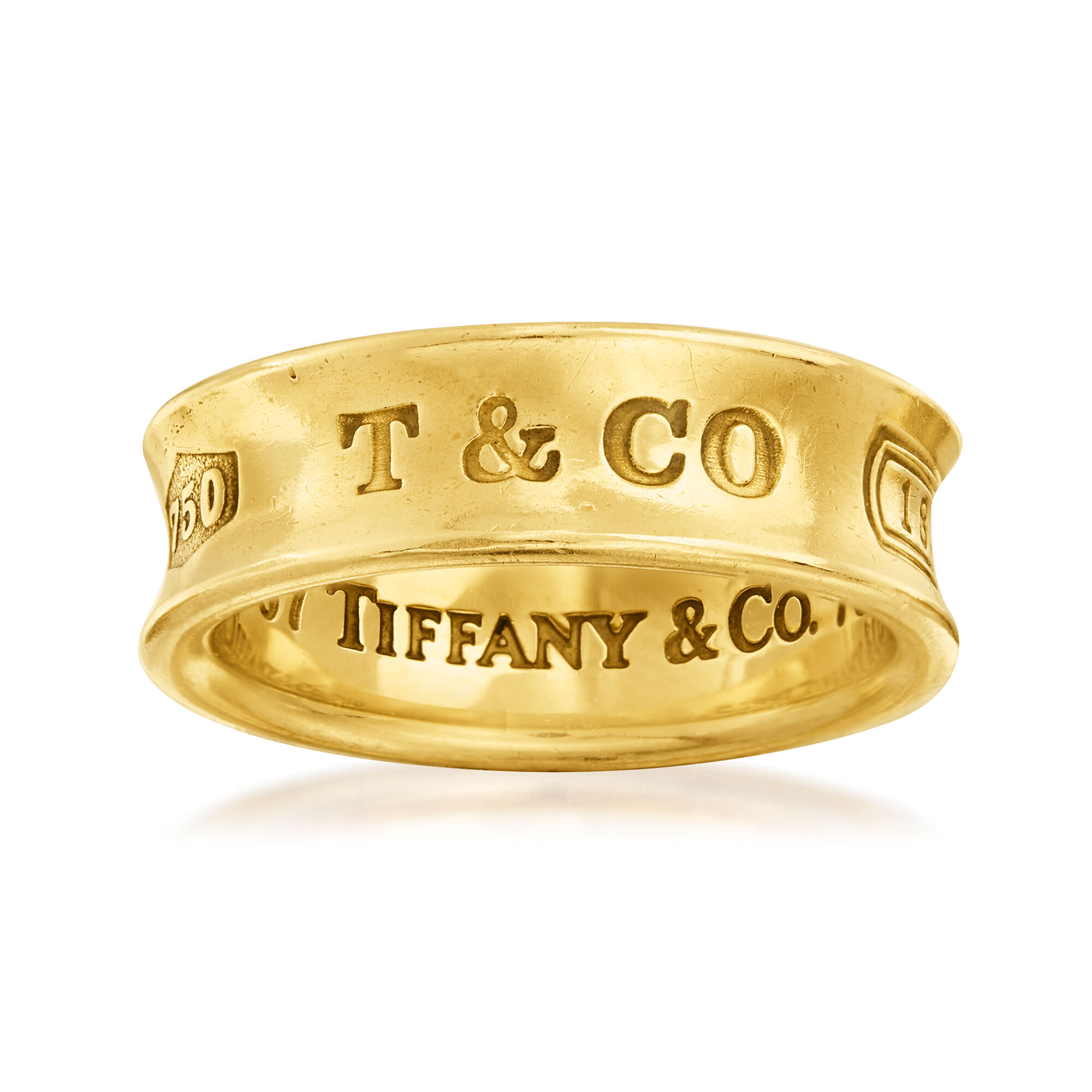 Tiffany & Co. ゴールドリング C. 1997 Vintage Tiffany Jewelry 18kt Yellow Gold Logo Ring | Ross
