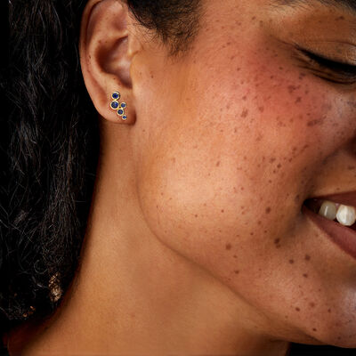 1.00 ct. t.w. Lab-Grown Sapphire Bubble Earrings in 18kt Gold Vermeil