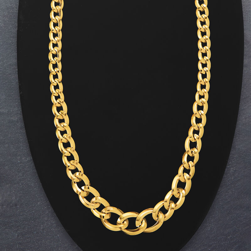 Italian 14kt Yellow Gold Graduated Curb-Link Necklace image number 2