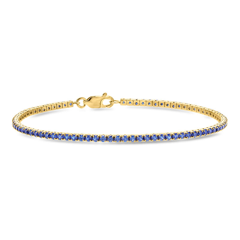 3.20 ct. t.w. Lab-Grown Sapphire Tennis Bracelet in 18kt Gold Over Sterling image number 0