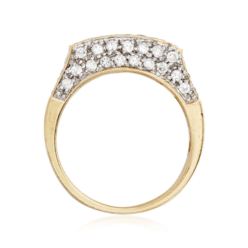 C. 1990 Vintage 1.50 ct. t.w. Diamond Rectangular Top Ring in 18kt Yellow Gold image number 3