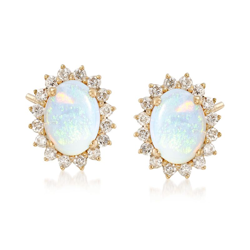 Opal and .40 ct. t.w. Diamond Earrings in 14kt Yellow Gold image number 0