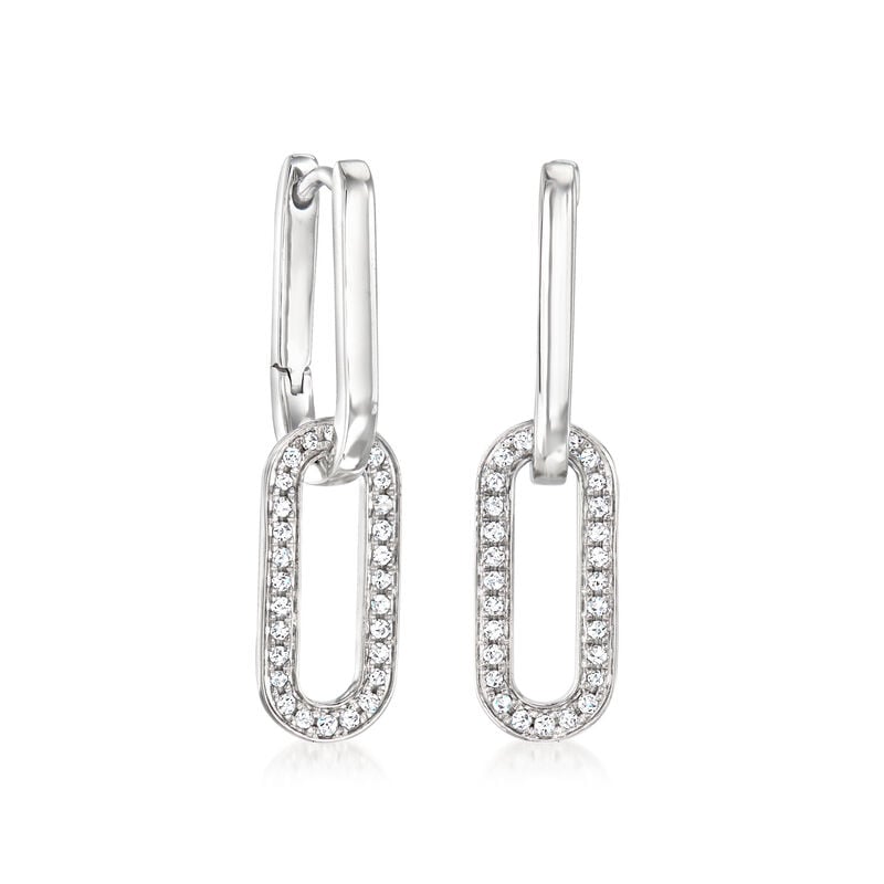 .15 ct. t.w. Diamond Paper Clip Link Removable Drop Earrings in Sterling Silver  image number 0
