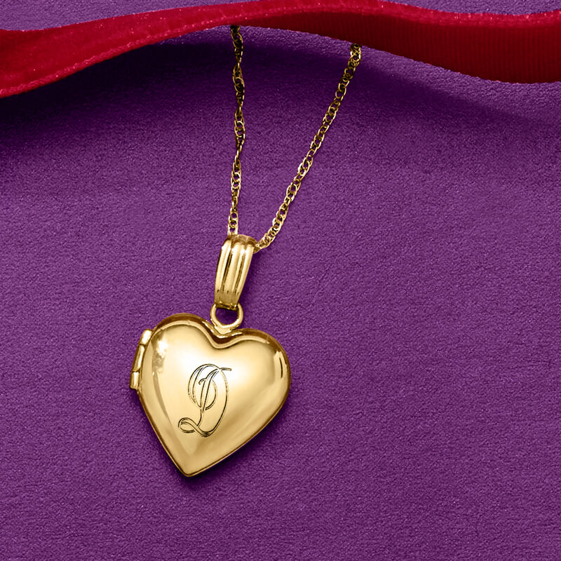 Child's 14kt Yellow Gold Personalized Heart Locket Necklace image number 4