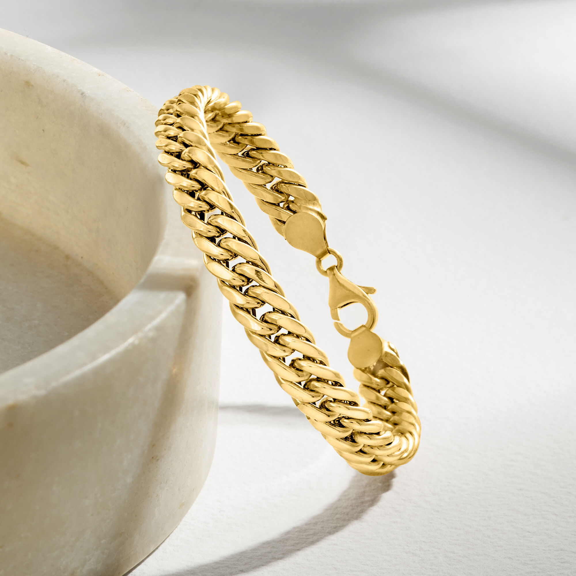 Italian 18kt Yellow Gold Cuban-Link Bracelet. 7