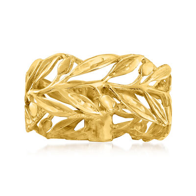 Italian 14kt Yellow Gold Openwork Leaf Ring