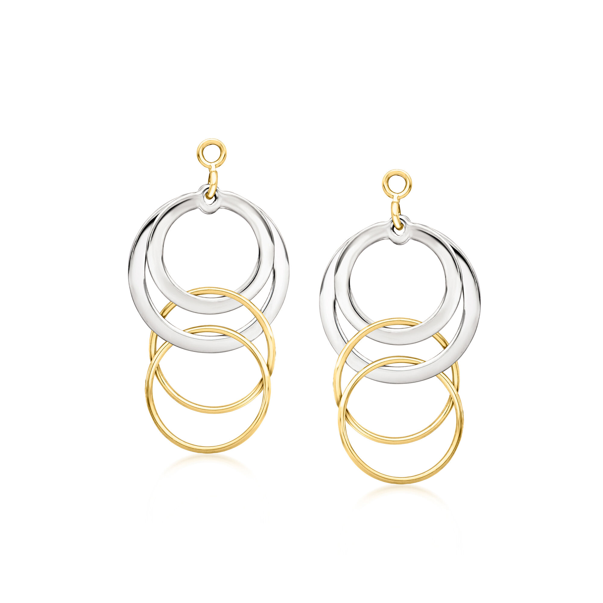 14kt Yellow Gold and Sterling Silver Circle Drop Earring Jackets