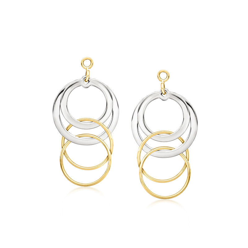 14kt Yellow Gold and Sterling Silver Circle Drop Earring Jackets image number 2