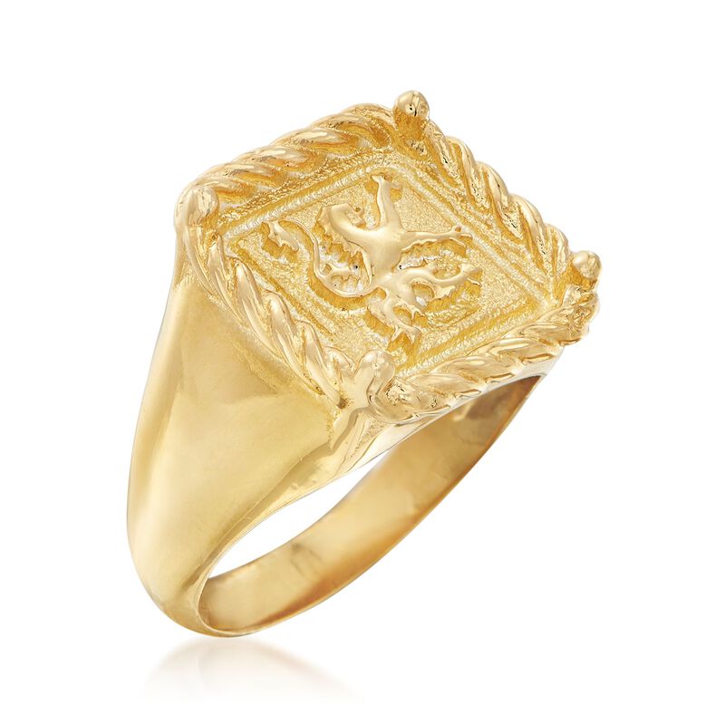 Italian 18kt Gold Over Sterling Square-Top Gryphon Ring. Size 7 image number 2