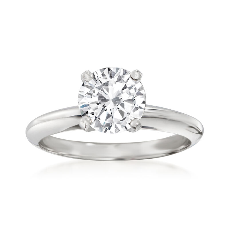 Platinum Four-Prong Engagement Ring Setting. Size 8 image number 0