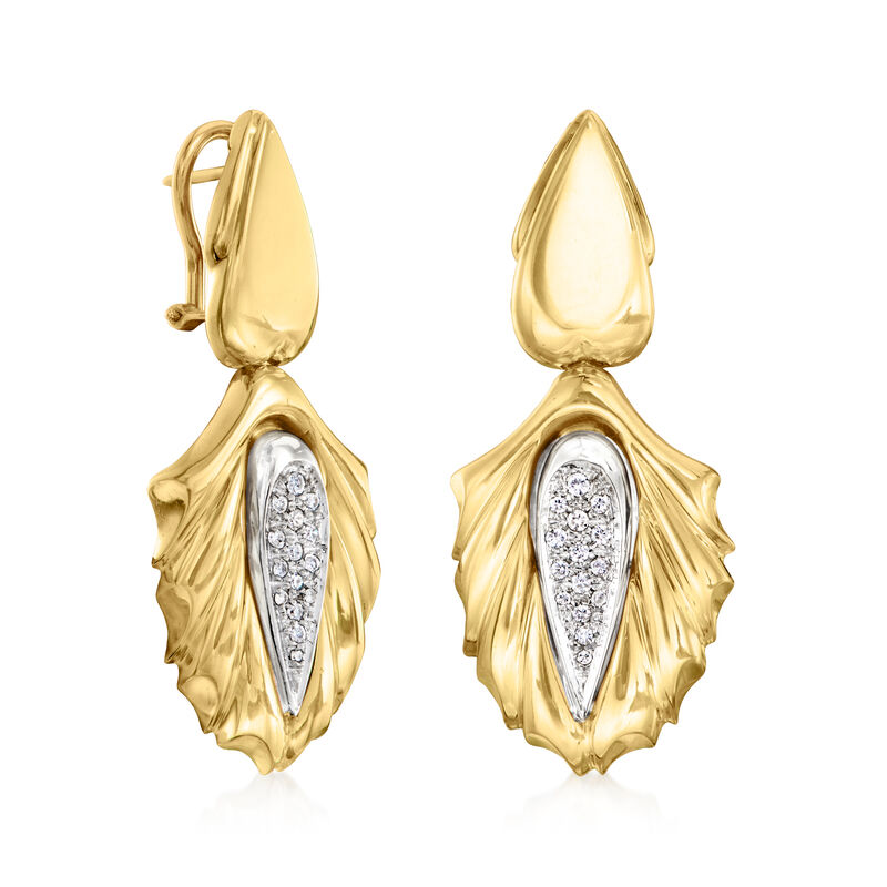 C. 1980 Vintage .50 ct. t.w. Diamond Pear-Shaped Drop Earrings in 18kt Two-Tone Gold image number 2