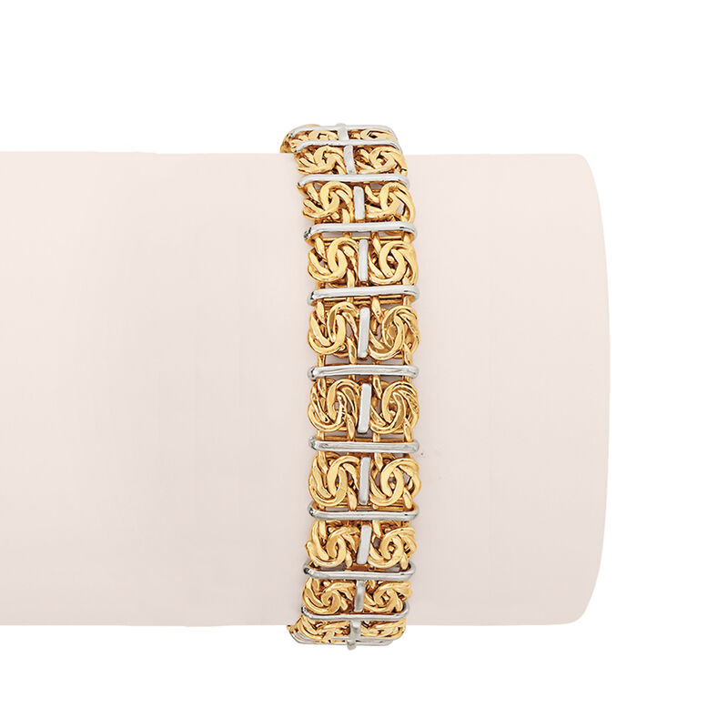 Two-Tone Sterling Silver Two-Row Byzantine Bracelet image number 2