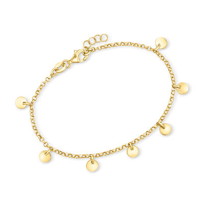 Italian 18kt Gold Vermeil Disc Station Bracelet