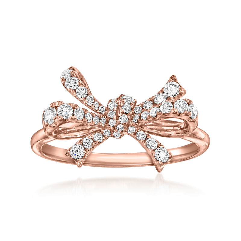 C. 1990 Vintage Effy .40 ct. t.w. Diamond Bow Ring in 14kt Rose Gold. Size 6.5 image number 0