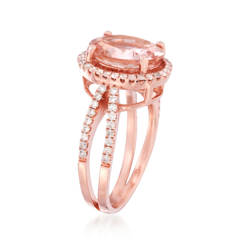 3.18 Carat Morganite and .52 ct. t.w. Diamond Ring in 14kt Rose Gold image number 2