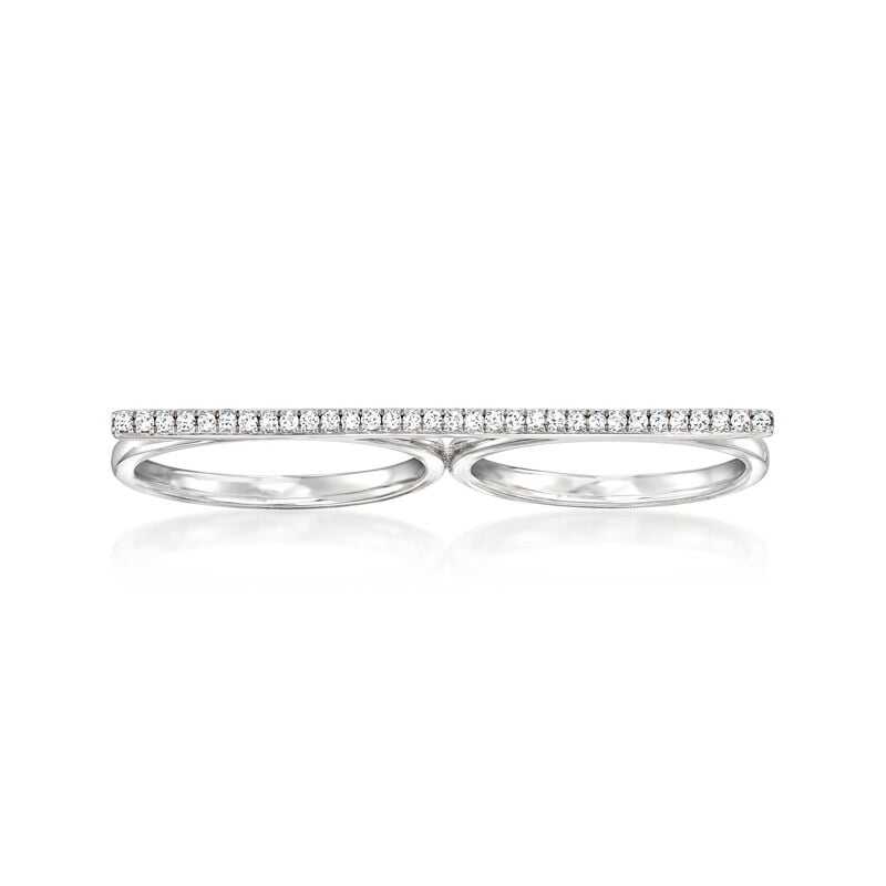 .20 ct. t.w. Diamond Two-Finger Bar Ring in Sterling Silver. Size 7 image number 0