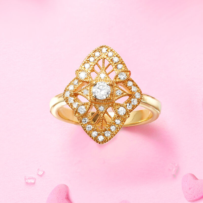 .49 ct. t.w. Diamond Openwork Ring in 18kt Gold Over Sterling image number 4