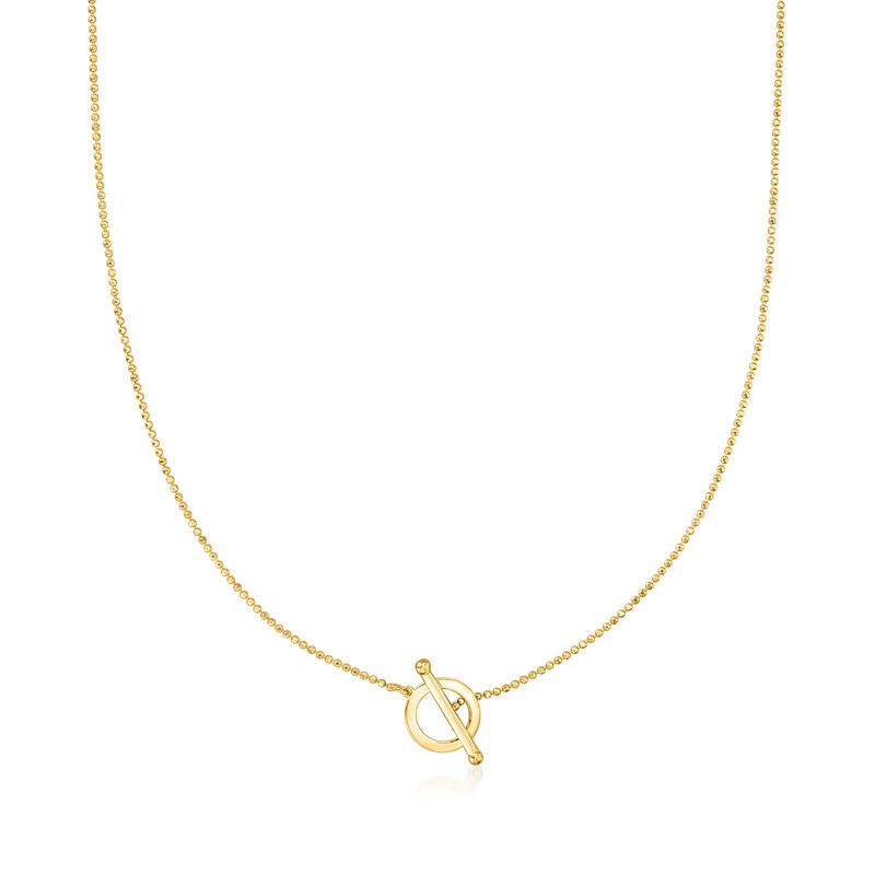 Italian 14kt Yellow Gold Toggle Necklace. 18&quot; image number 1