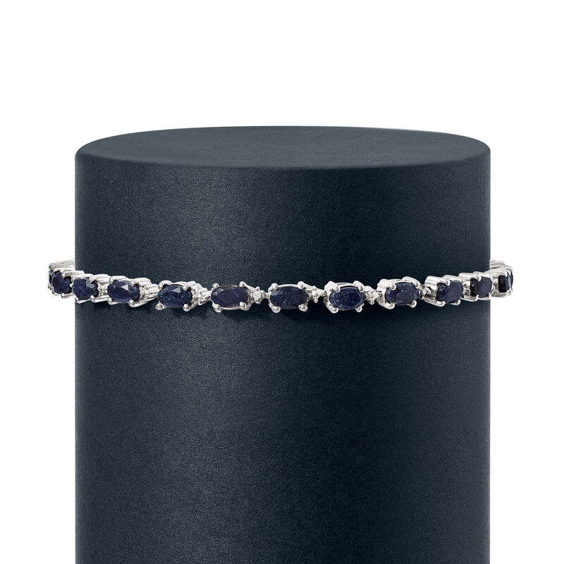 8.40 ct. t.w. Sapphire Bracelet with Diamonds in Sterling Silver image number 2