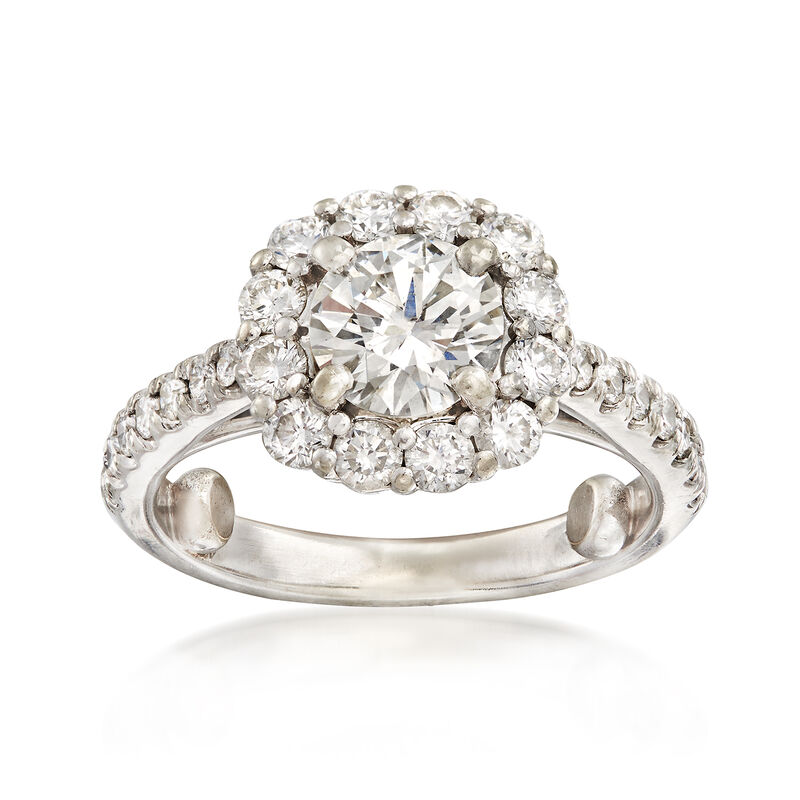 C. 2000 Vintage 1.79 ct. t.w. Diamond Halo Ring in 14kt White Gold. Size 6 image number 0