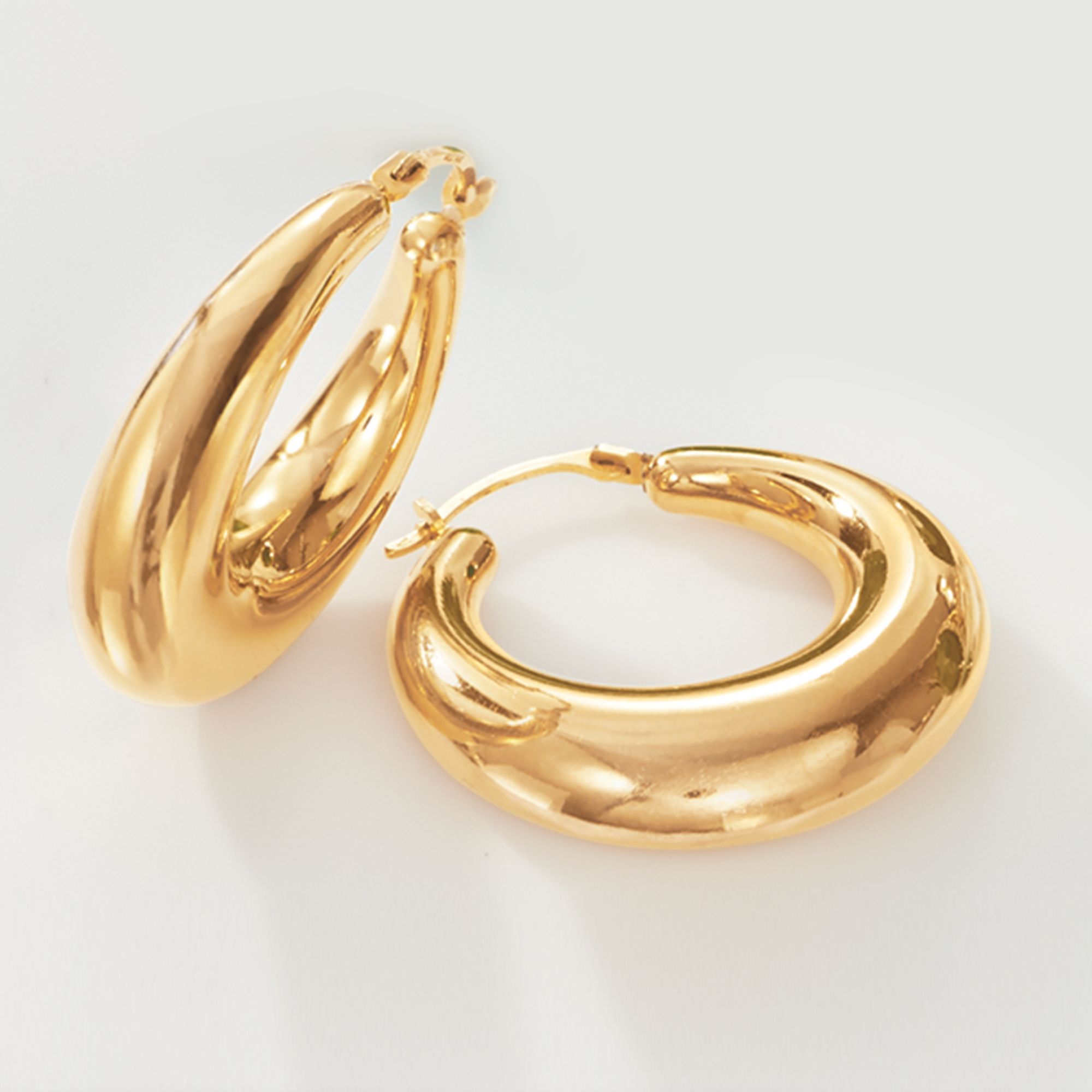 Andiamo 14kt Yellow Gold Over Resin Graduated Hoop Earrings