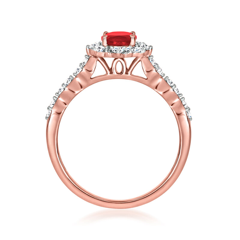 .80 Carat Ruby and .34 ct. t.w. Diamond Ring in 14kt Rose Gold. Size 8 image number 2