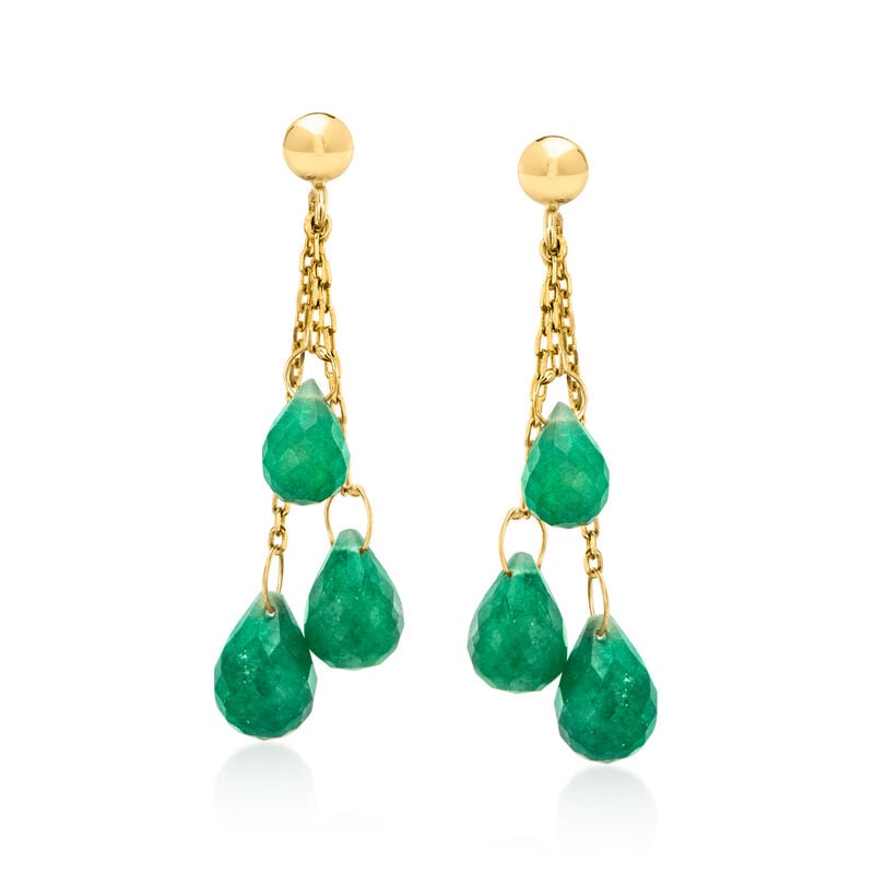 C. 1980 Vintage 15.00 ct. t.w. Emerald Drop Earrings in 14kt Yellow Gold  image number 0