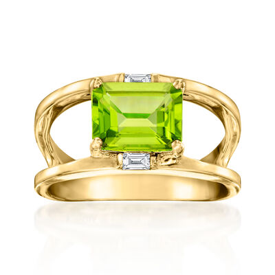 2.60 Carat Peridot Open-Space Ring with .10 ct. t.w. White Topaz in 18kt Gold Over Sterling