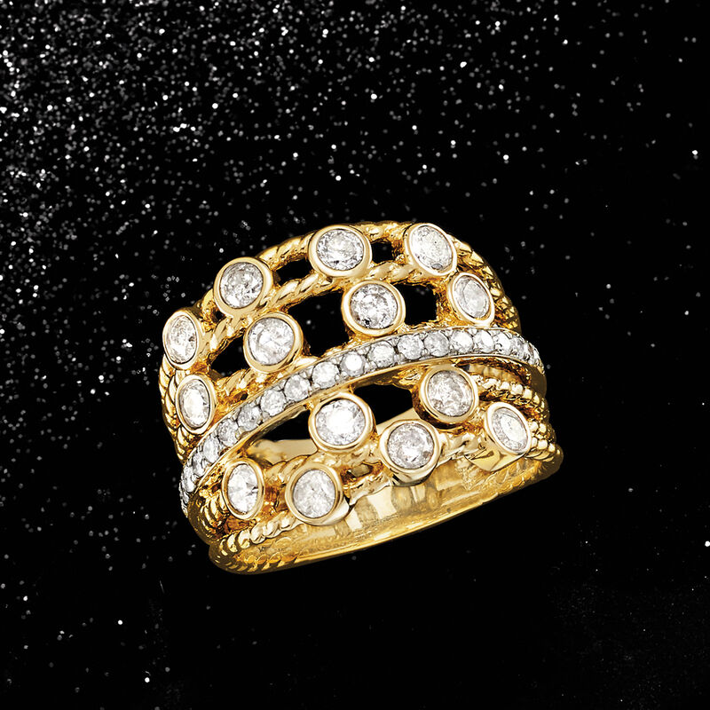 1.25 ct. t.w. Diamond Multi-Row Twist Ring in 14kt Yellow Gold image number 3