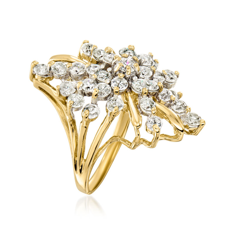 C. 1980 Vintage 3.15 ct. t.w. Diamond Cluster Ring in 10kt Yellow Gold. Size 7 image number 2