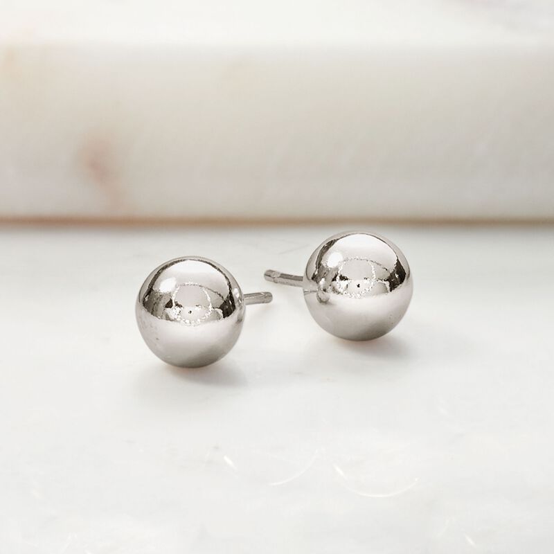 Italian 8mm Sterling Silver Ball Stud Earrings image number 3