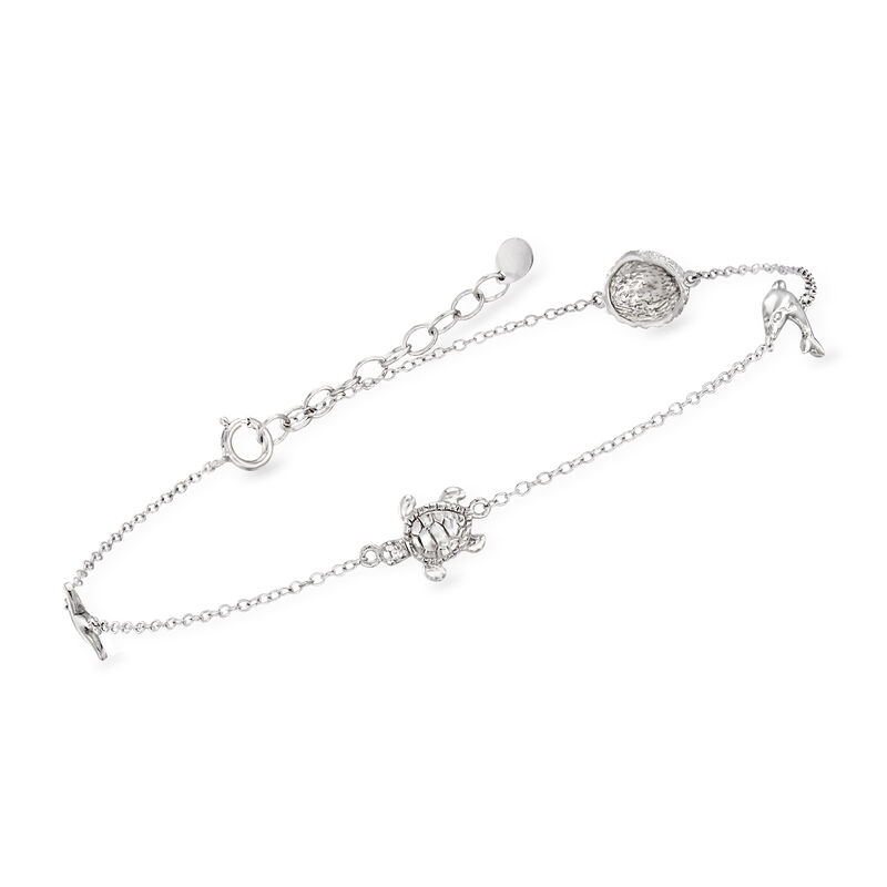 Sterling Silver Sea Life Anklet image number 1