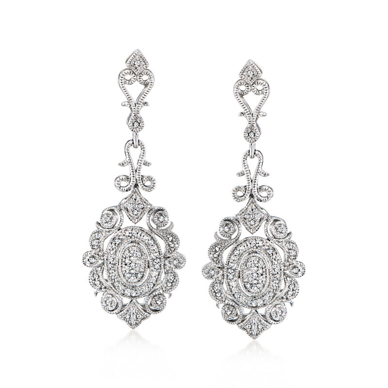 .20 ct. t.w. Diamond Filigree Drop Earrings in Sterling Silver image number 0