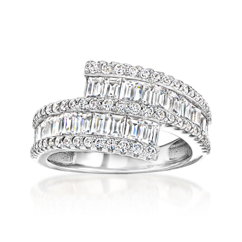 2.60 ct. t.w. CZ Bypass Ring in Sterling Silver image number 0