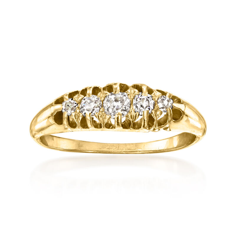C. 1927 Vintage .30 ct. t.w. Diamond Five-Stone Ring in 18kt Yellow Gold with British Hallmark. Size 7 image number 0