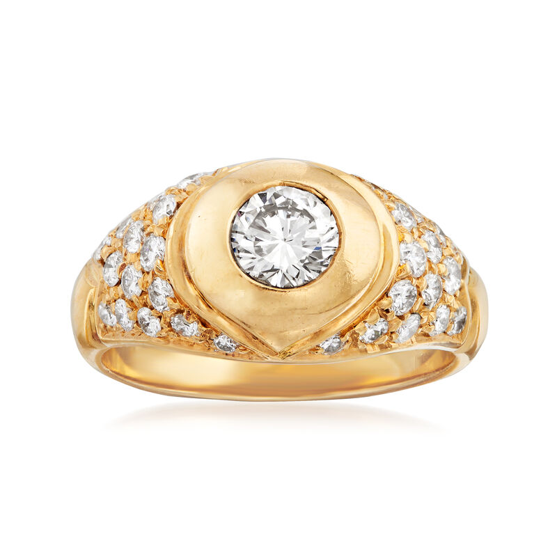 C. 1980 Vintage Bulgari .90 ct. t.w. Diamond Ring in 18kt Yellow Gold. Size 5.5 image number 0