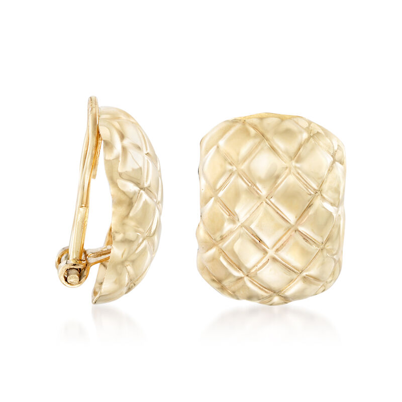 14kt Yellow Gold Quilted Clip-On Earrings image number 2