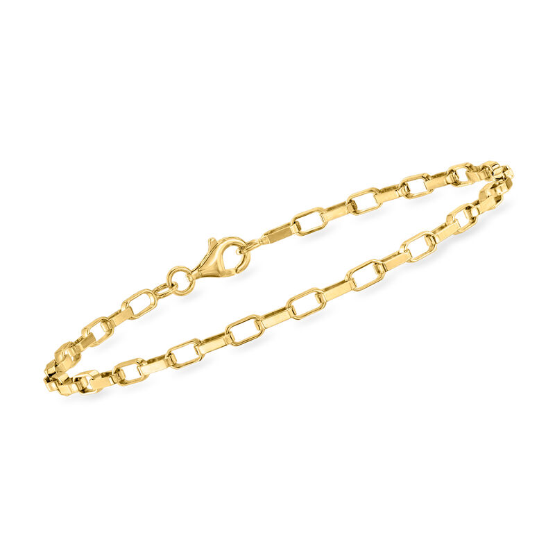 3mm 18kt Gold Over Sterling Box-Link Bracelet image number 0
