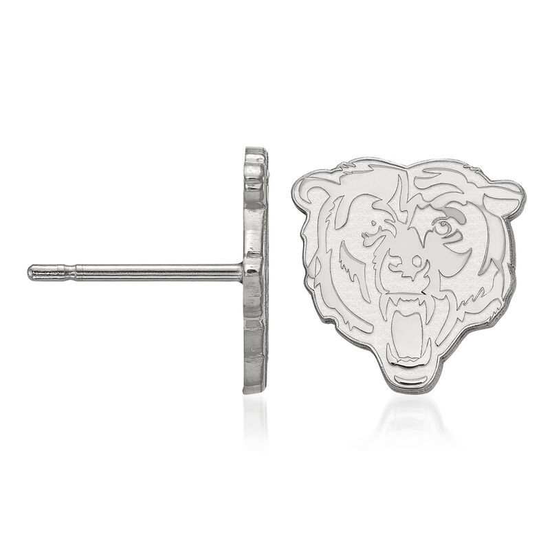 14kt White Gold NFL Chicago Bears Extra Small Stud Earrings image number 1